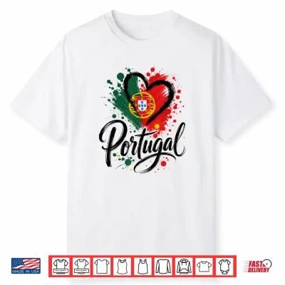I Love Portugal Vacation Travel Heart Flag Tourist Design Shirt