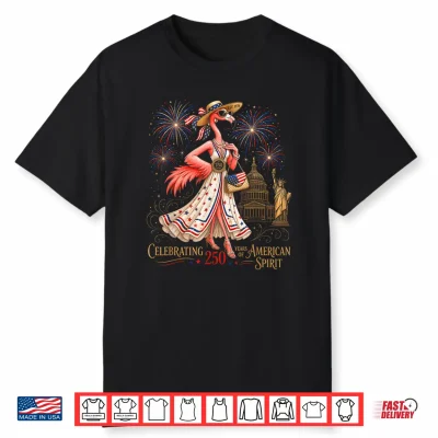 Patriotic Flamingo 250 Years Celebrating American Spirit Shirt