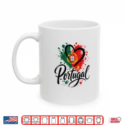 Mug I Love Portugal Vacation Travel Heart Flag Tourist Design Shirt