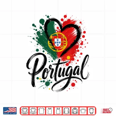 Design I Love Portugal Vacation Travel Heart Flag Tourist Design Shirt