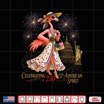 Design Patriotic Flamingo 250 Years Celebrating American Spirit Shirt