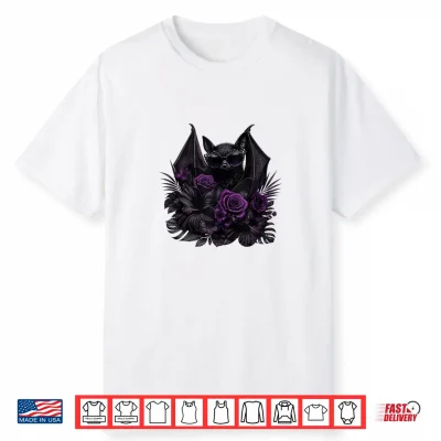Vampire Bat With Sunglasses Gothic Purple Roses Shirt