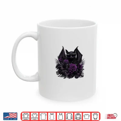 Mug Vampire Bat with Sunglasses Gothic Purple Roses Shirt