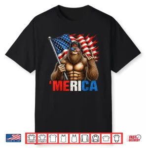 Big Foot Merica Us American Flag Patriotic 4Th Of July Shirt