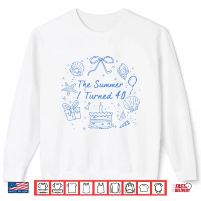 Sweatshirt Summer I Turned 40 Coastal Bow Seashell 40th Birthday Girl Shirt