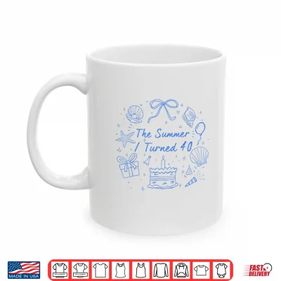 Mug Summer I Turned 40 Coastal Bow Seashell 40th Birthday Girl Shirt