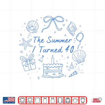 Design Summer I Turned 40 Coastal Bow Seashell 40th Birthday Girl Shirt