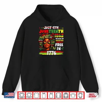 Hoodie Juneteenth 1865 Afro African American 4th of July Men Women Shirt