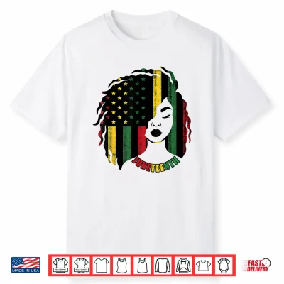 Juneteenth Black Women Girl Afro African Americans Flag Shirt