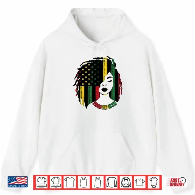 Hoodie Juneteenth Black Women Girl Afro African Americans Flag Shirt