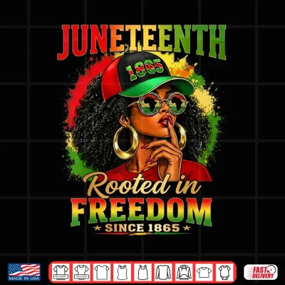 Design Juneteenth Black Women Girls Rooted in Freedom1865 Afro Shirt