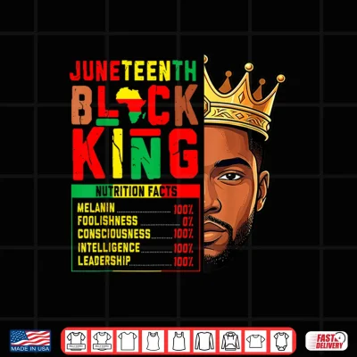 Design Juneteenth Black King Nutrition Facts Pride African Afro Men Shirt