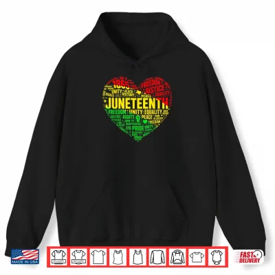 Hoodie Juneteenth Heart Black History Afro American African Women Shirt