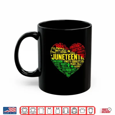 Mug Juneteenth Heart Black History Afro American African Women Shirt