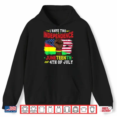 Hoodie Juneteenth 1865 African American Flag 4th of July Black Men Shirt
