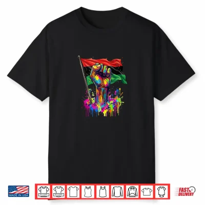 Juneteenth Proud Afro Hand Colorful Dripped Costume Strong Shirt
