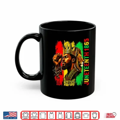 Mug Juneteenth Shirt Men Black African America Lion 1865 Freedom Shirt