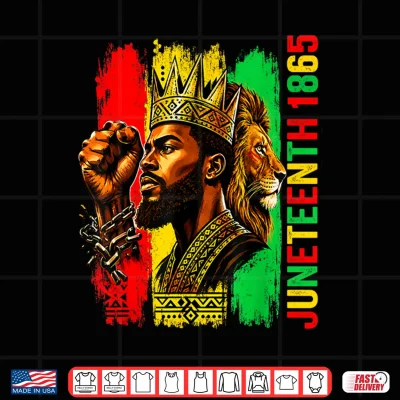 Design Juneteenth Shirt Men Black African America Lion 1865 Freedom Shirt