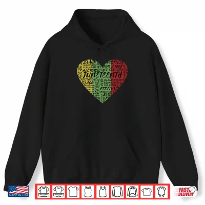 Hoodie Mens Juneteenth Love Heart 1865 Black Freedom Performance Shirt