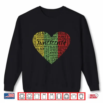 Sweatshirt Mens Juneteenth Love Heart 1865 Black Freedom Performance Shirt