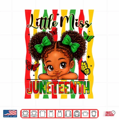 Design Little Miss Juneteenth Black African June 19th Shirt