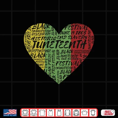 Design Mens Juneteenth Love Heart 1865 Black Freedom Performance Shirt