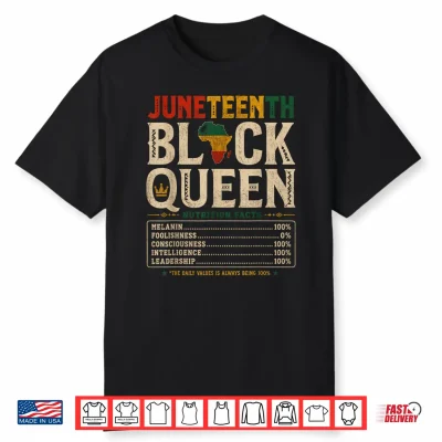 Juneteenth 1865 Black Women Queen Nutrition Facts African Shirt