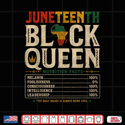 Design Juneteenth 1865 Black Women Queen Nutrition Facts African Shirt