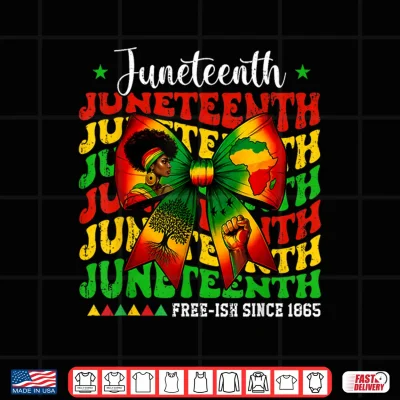 Design Juneteenth 1865 June 19th Black African Coquette Bow Women Shirt