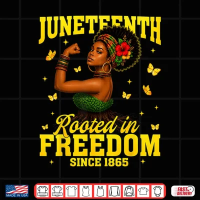 Design Juneteenth Black Women Rooted in Freedom Since 1865 Girl Kid Shirt