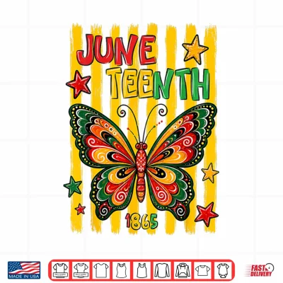 Design Juneteenth Butterfly 1865 June 19th Celebration Women Girls Shirt