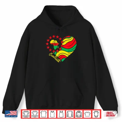 Hoodie Juneteenth Heart African Afro Fist June 19th 1865 Men Women Shirt