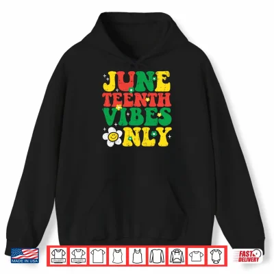 Hoodie Juneteenth Vibes Only Retro Groovy Girls Kids Youth Women Performance Shirt