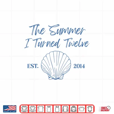 Design Summer I Turned Twelve 12th Birthday Seashell Coastal Bow Shirt