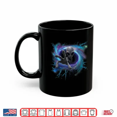 Mug Alien Gray Reaching from Black Hole Galaxy UFO Shirt