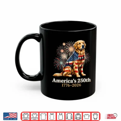Mug Golden Retriever Americas 250th 1776 4th of July Shirt
