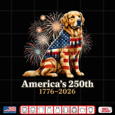 Design Golden Retriever Americas 250th 1776 4th of July Shirt
