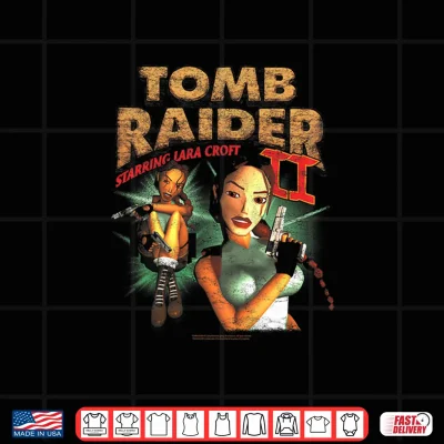 Design II Staring Lara Croft Vintage Collage Video Game Shirt