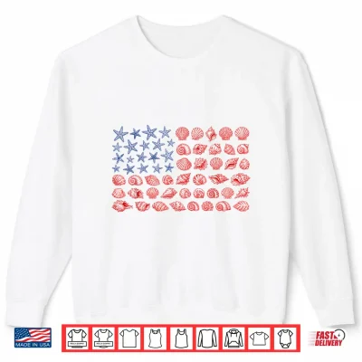 Sweatshirt Seashell USA Flag 4th of JulyShirt