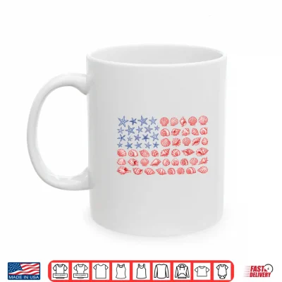 Mug Seashell USA Flag 4th of JulyShirt