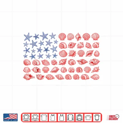 Design Seashell USA Flag 4th of JulyShirt