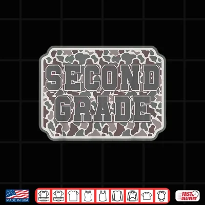 Design Vintage Camo Second Grade Back to School Teacher 2nd Grade Shirt