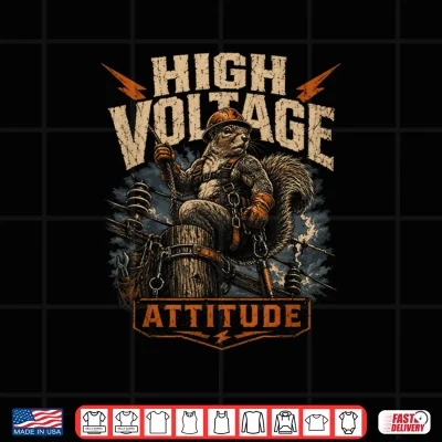 Design Voltage Squirrel Lineman Electrician Attitude Art Shirt