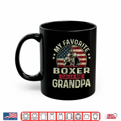 Mug Fathers Day Boxing My Favorite Boxer Calls Me Grandpa Flag Shirt