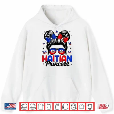 Hoodie Haitian Princess Messy Bun Haitian Flag Day Women Girl Shirt
