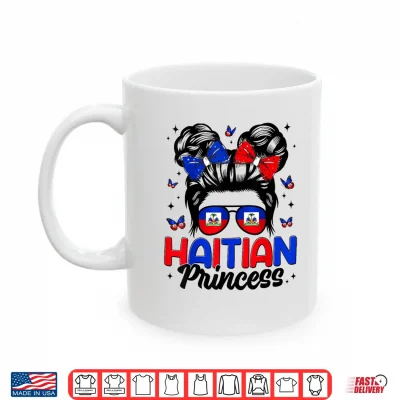 Mug Haitian Princess Messy Bun Haitian Flag Day Women Girl Shirt