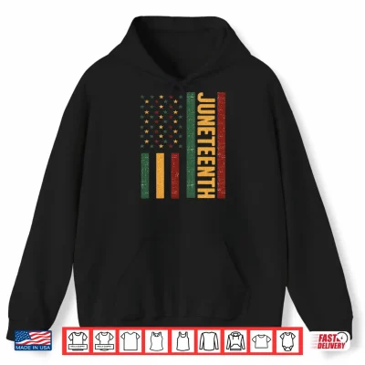 Hoodie Juneteenth Freedom Day Black 1865 Vintage American Flag Shirt
