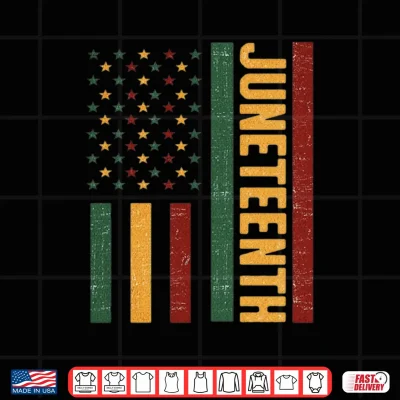 Design Juneteenth Freedom Day Black 1865 Vintage American Flag Shirt