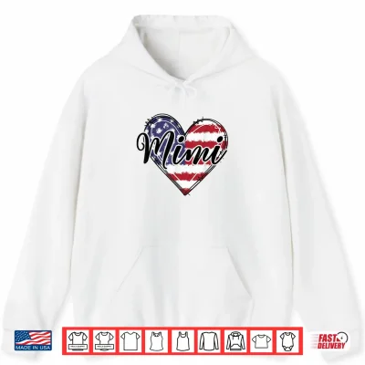 Hoodie Mimi Gifts for Grandma Mothers Day American Flag Heart Shirt