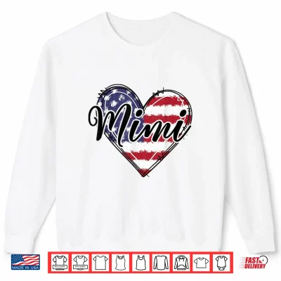 Sweatshirt Mimi Gifts for Grandma Mothers Day American Flag Heart Shirt